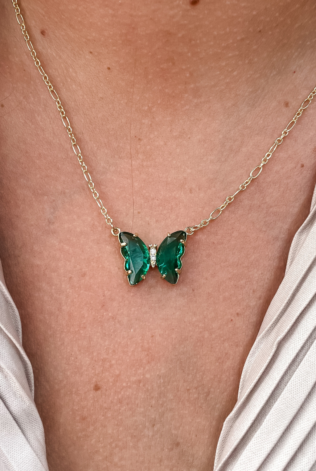 Flighty Butterfly Necklace - Green