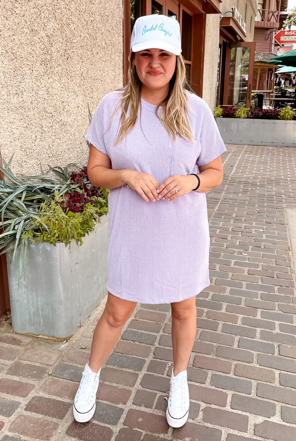 Ribbed Pocket Dress - Lavender