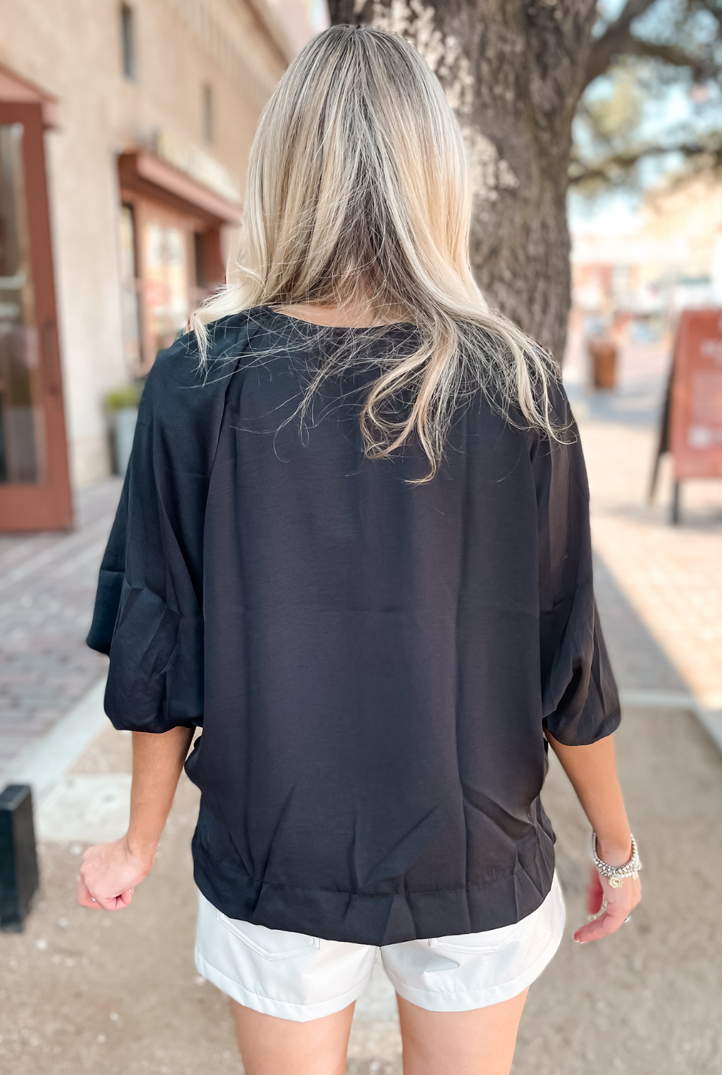 Washed Satin Top - Black