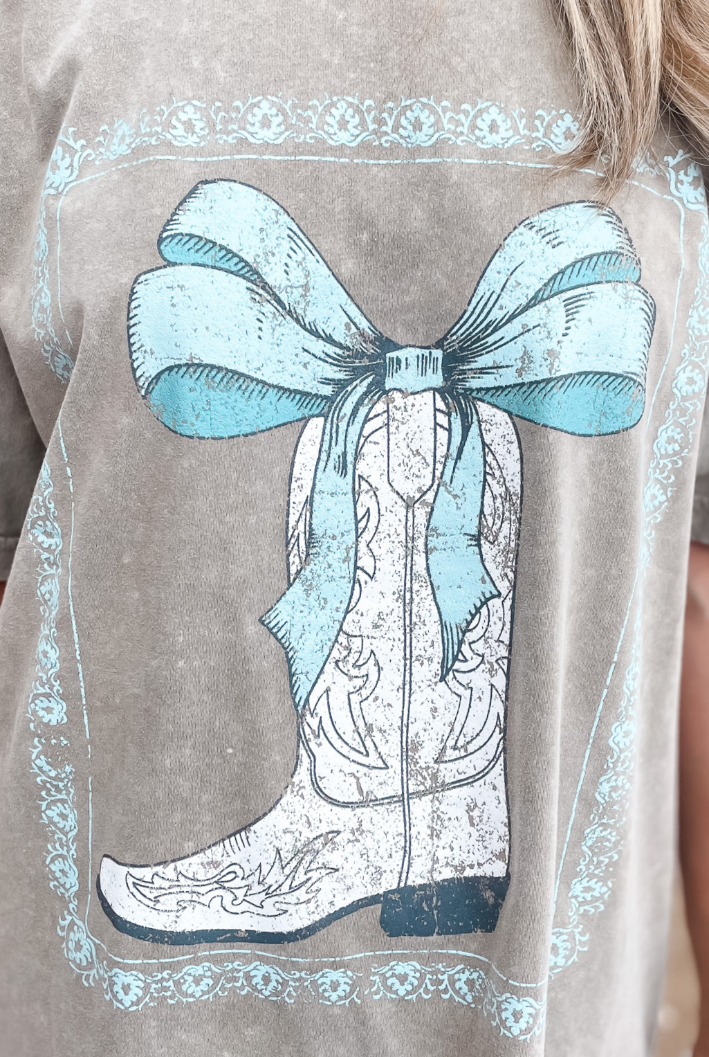 Cowboy Coquette Boot Boyfriend T-Shirt - Mocha