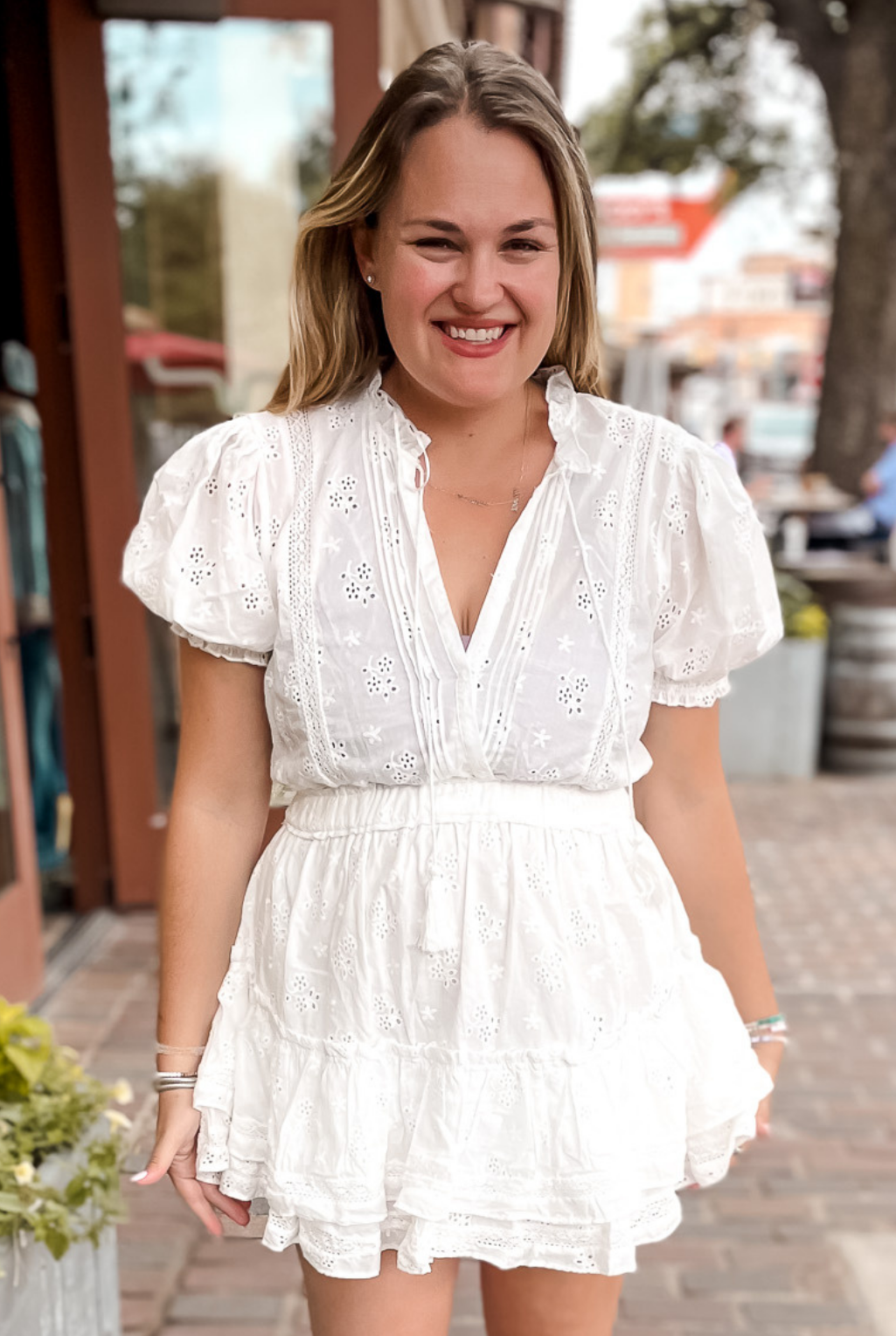 Eyelet Lace Mini Dress