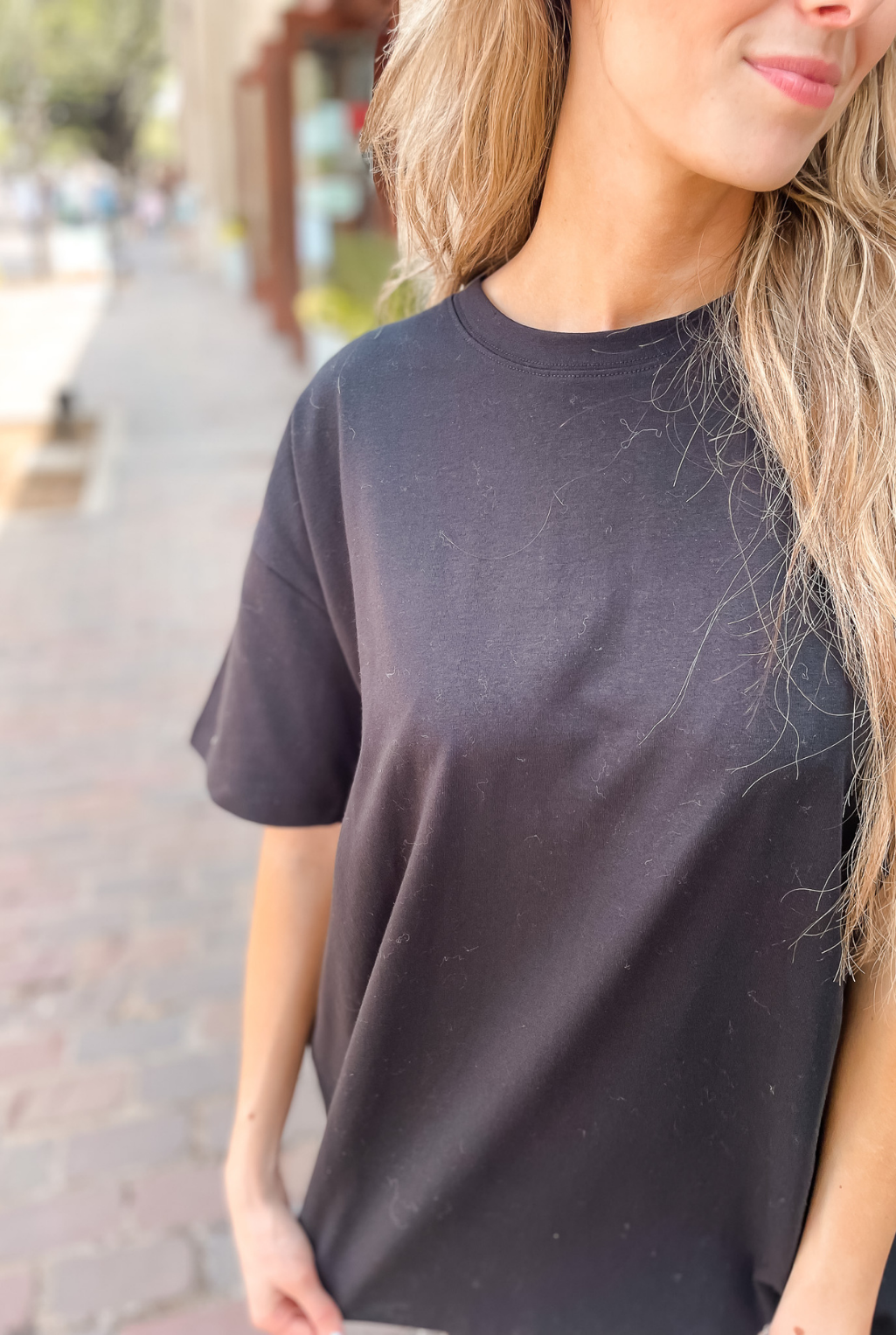 Round Neck Biker Short Set - Black