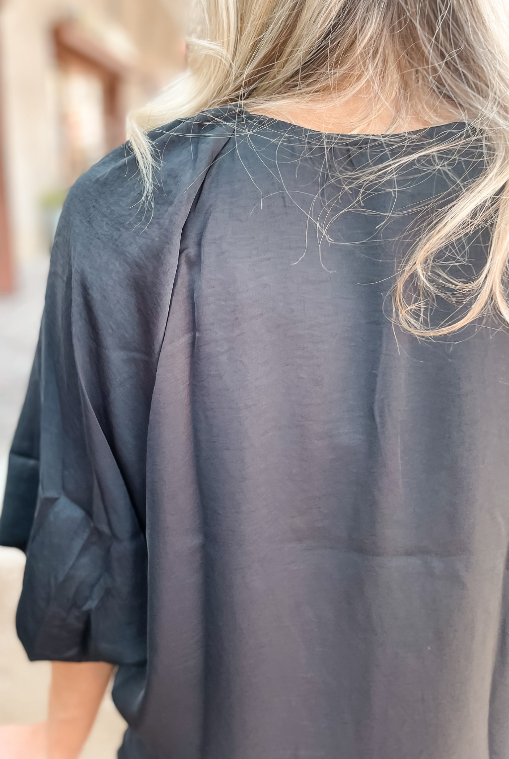 Washed Satin Top - Black