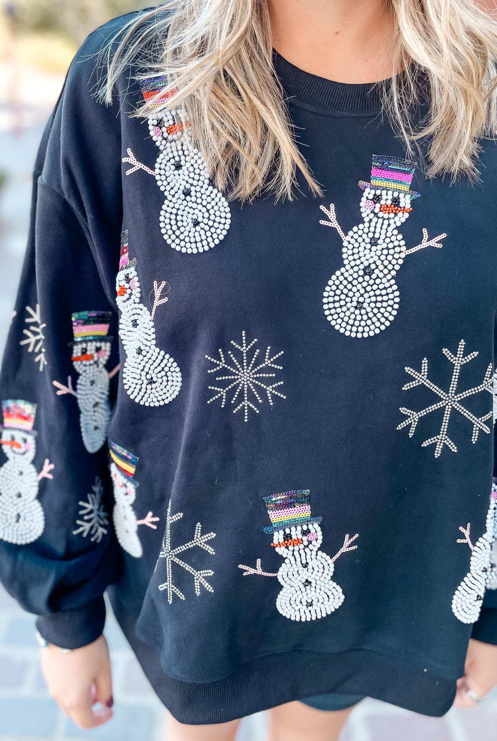 Queen Of Sparkles - Black Pearl Snowman Sweatshirt