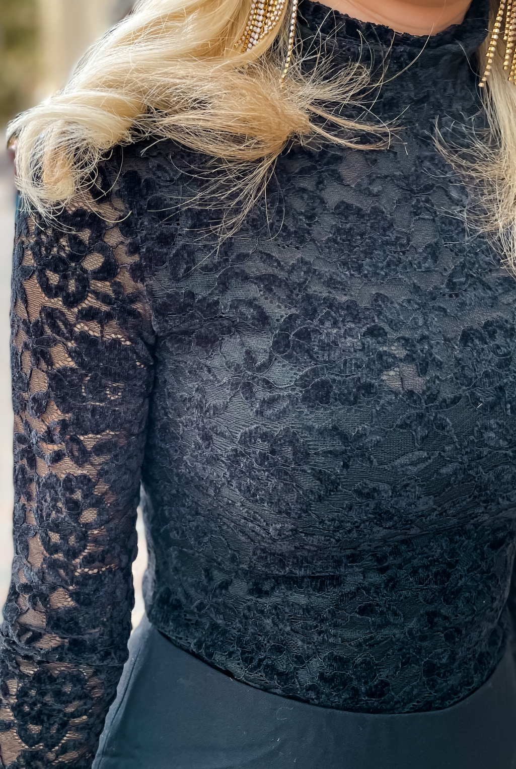 Steve Madden - Cassi Lace Body Suit - Black