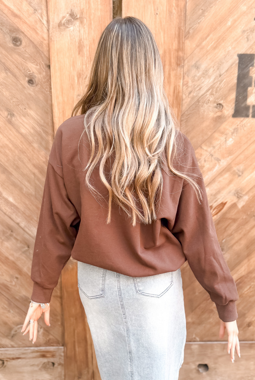 Embroidered Bull Rider Sweatshirt  - Brown