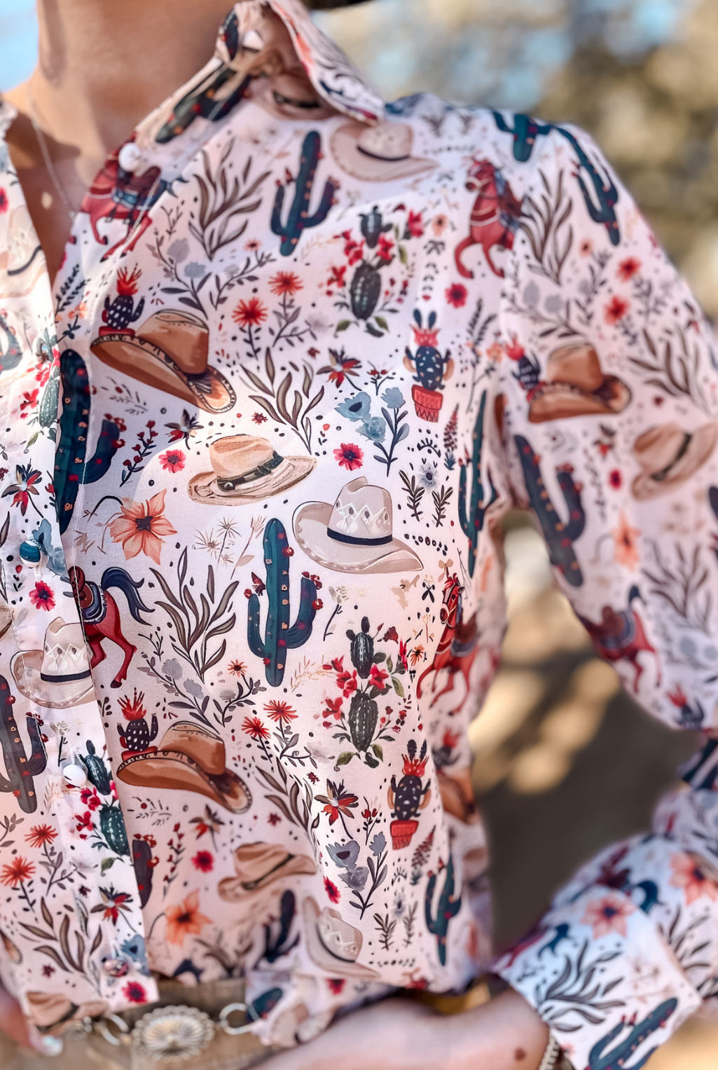 Western Print Chiffon Blouse