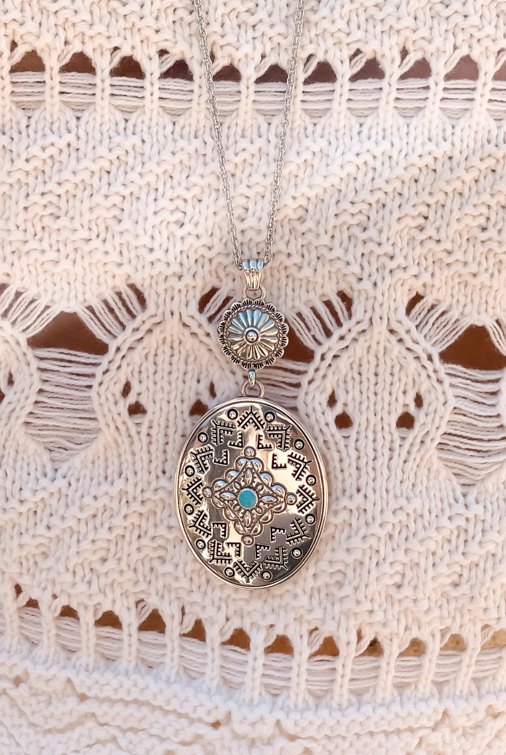 Mosaic Paseo Long Concho Necklace