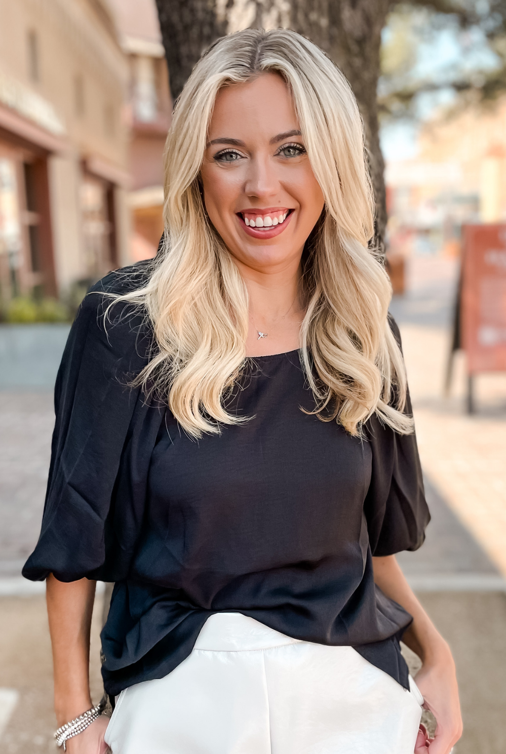 Washed Satin Top - Black