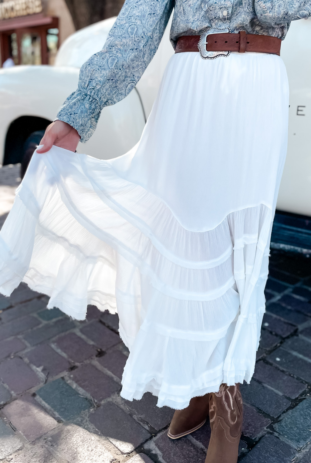 Wave Tiered Skirt - Off White