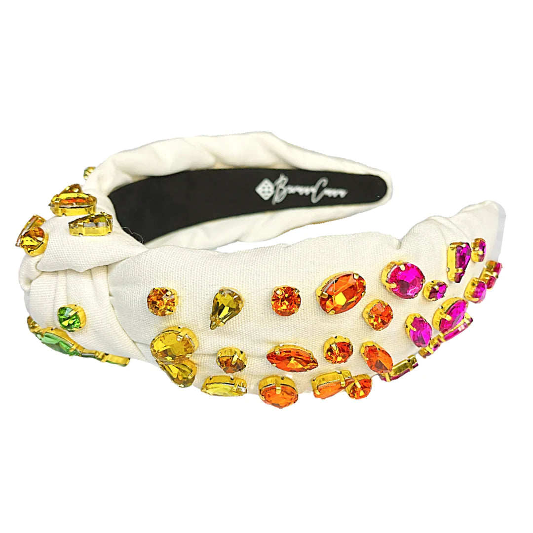 Rainbow Crystal Headband - White