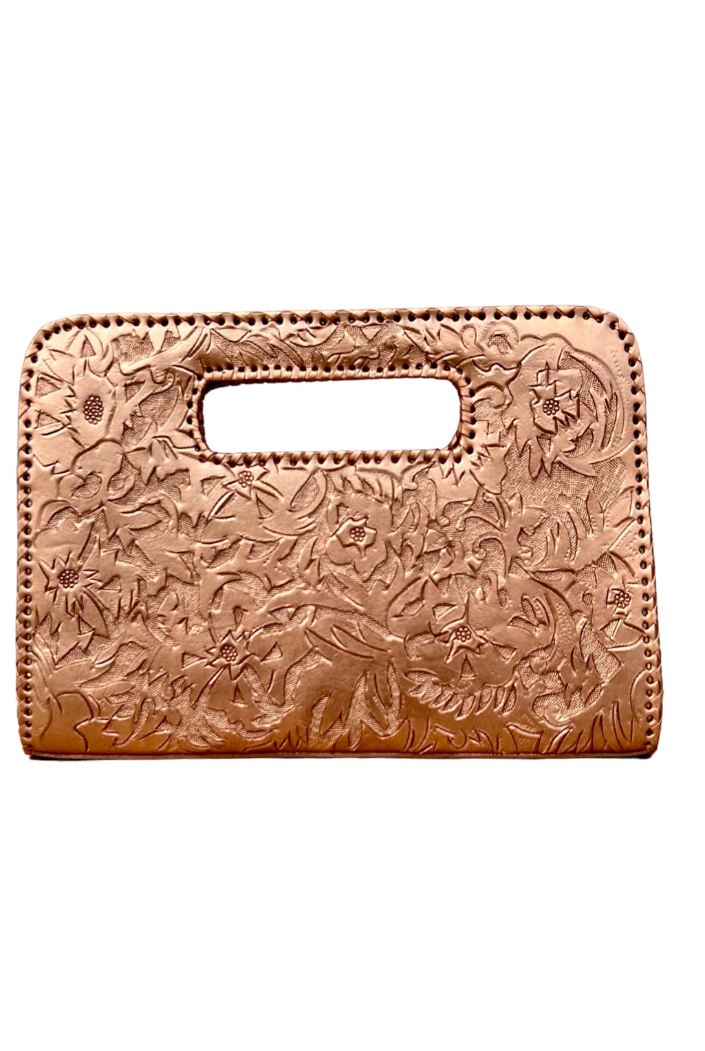 Claire Tooled Leather Handbag - Bronze