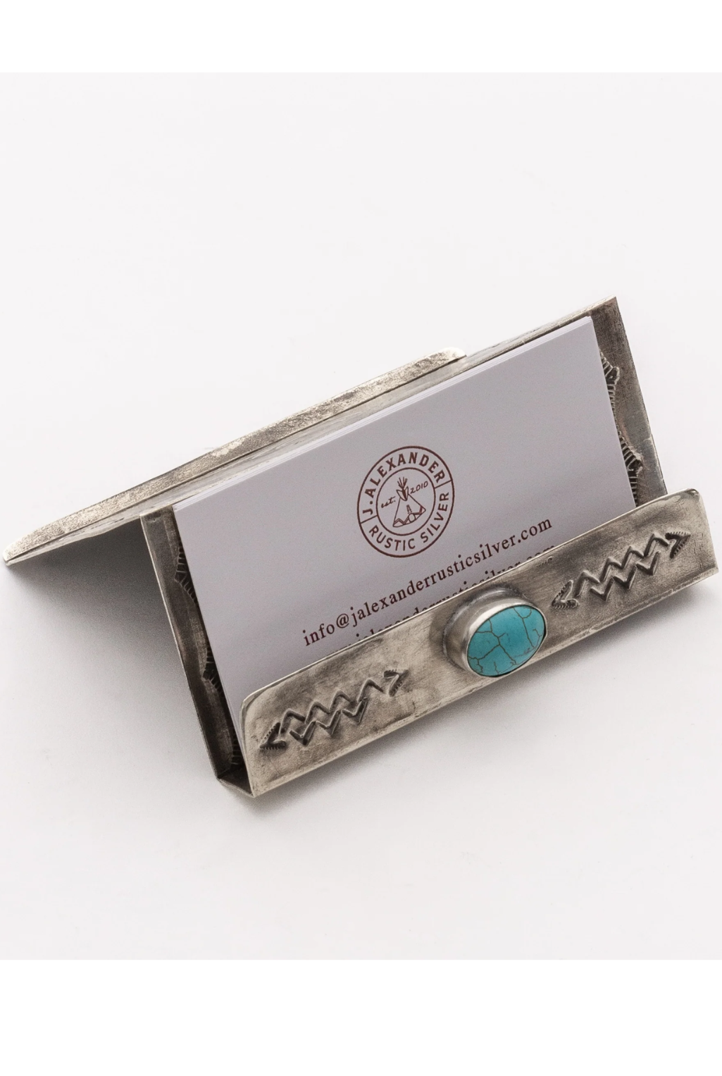 Rustic Silver Business Card Holder