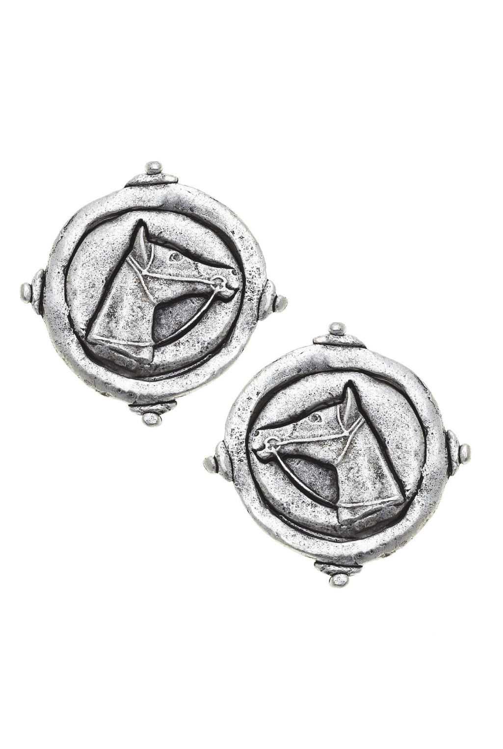 * Silver Horse Intaglio Pierced Earrings