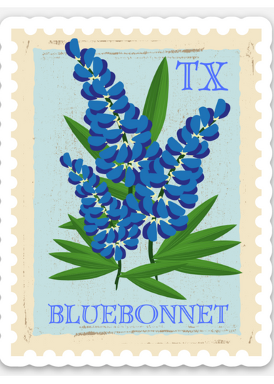 Texas Bluebonnet Stamp Sticker - Tucker Brown