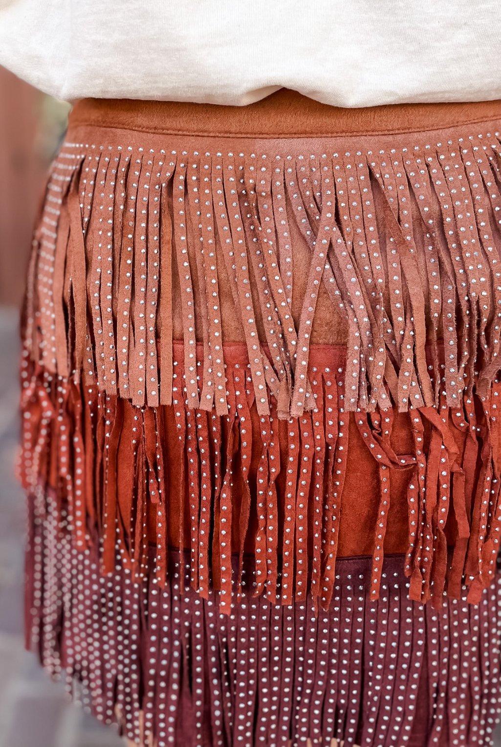Studded Fringe Skirt