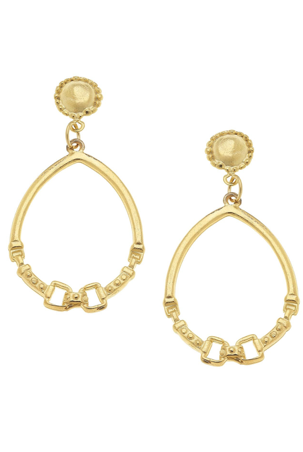 Gold Cab and Horse Bit Hoop Earrings