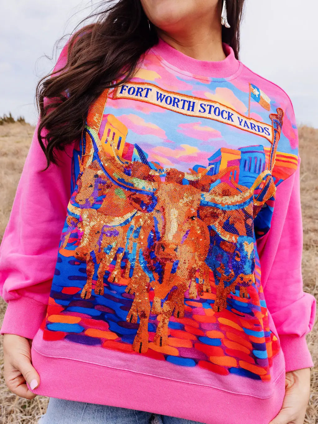 Fort Worth Stockyards Sequin Sweatshirt