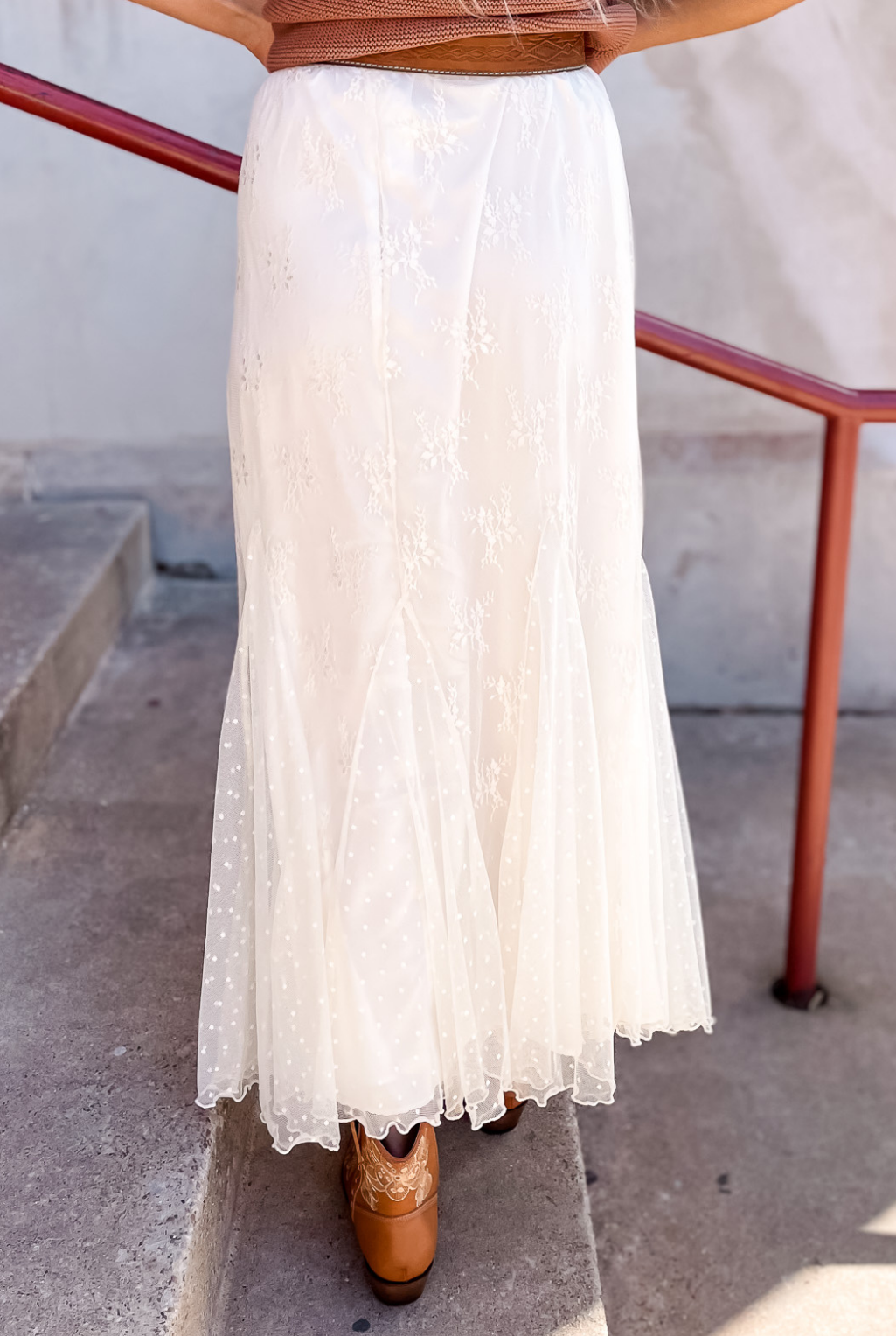 Lace Mesh Skirt - Ivory