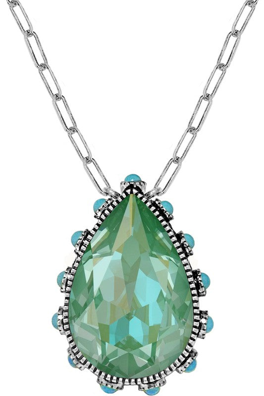 #BJ 0076 Crystal Teardrop Chain Necklace