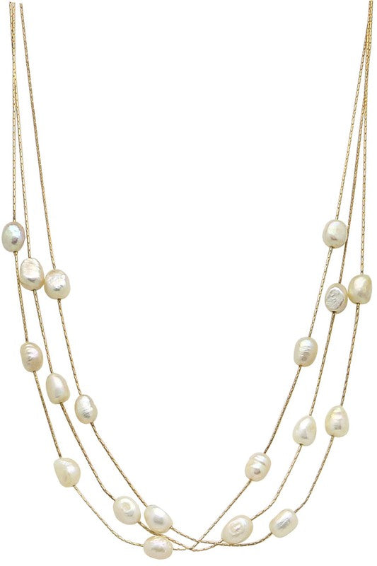#Freshwater Pearl Triple Necklace