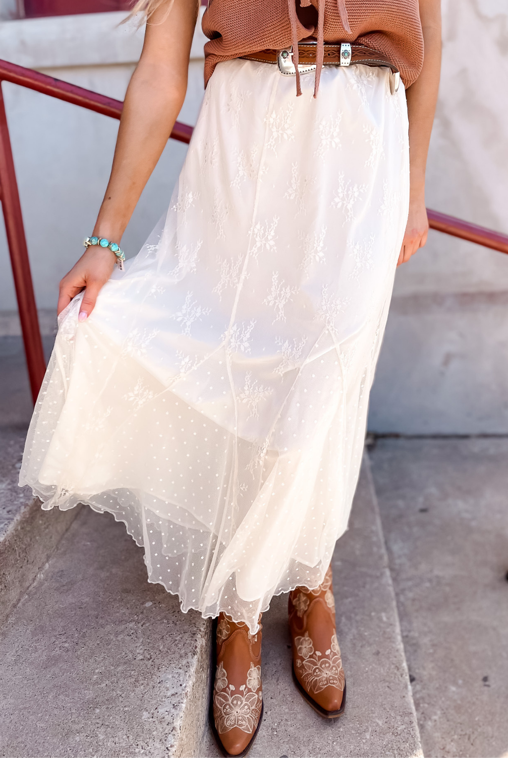 Lace Mesh Skirt - Ivory