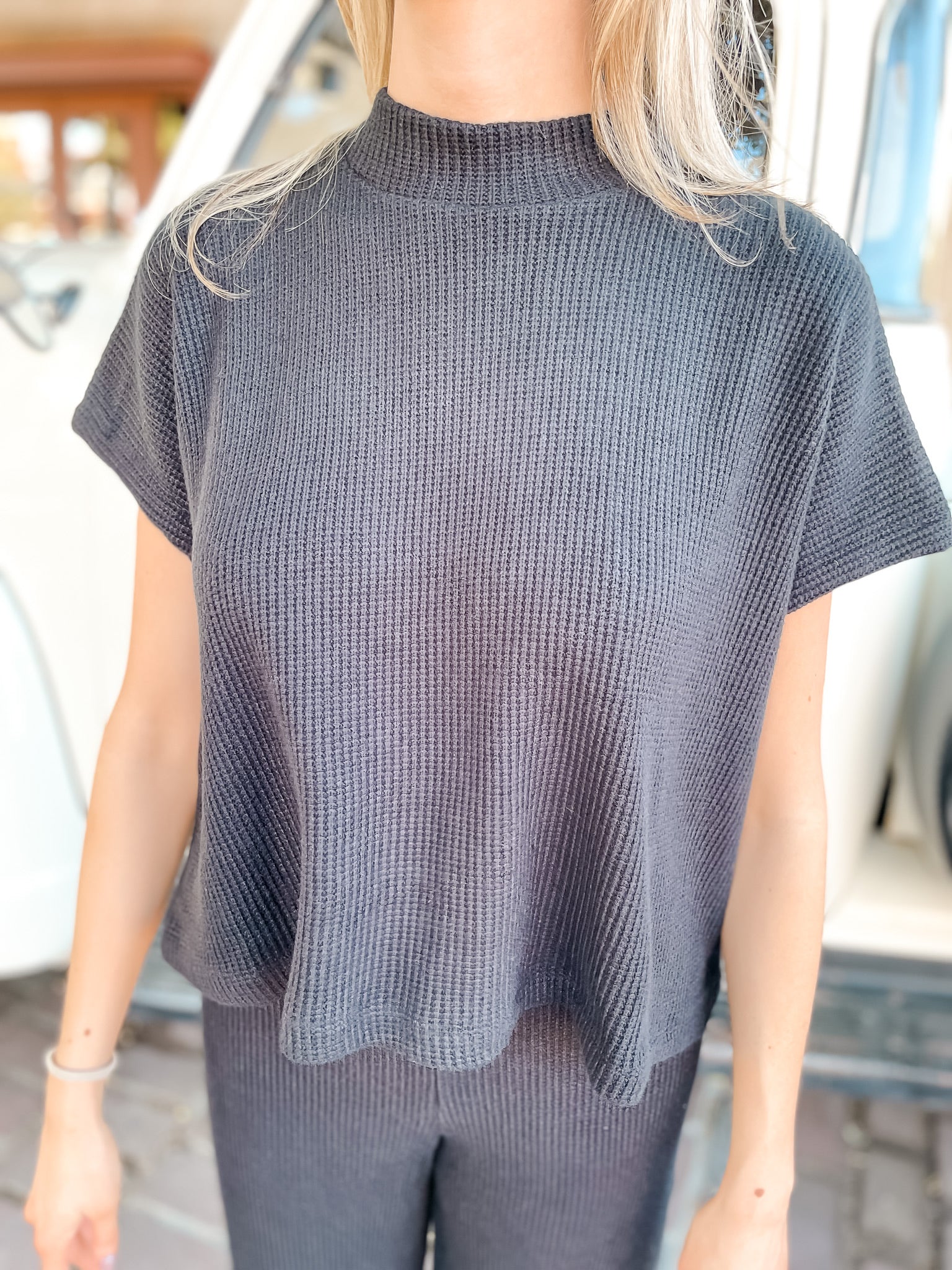 Maddi Says Waffle Set - Black