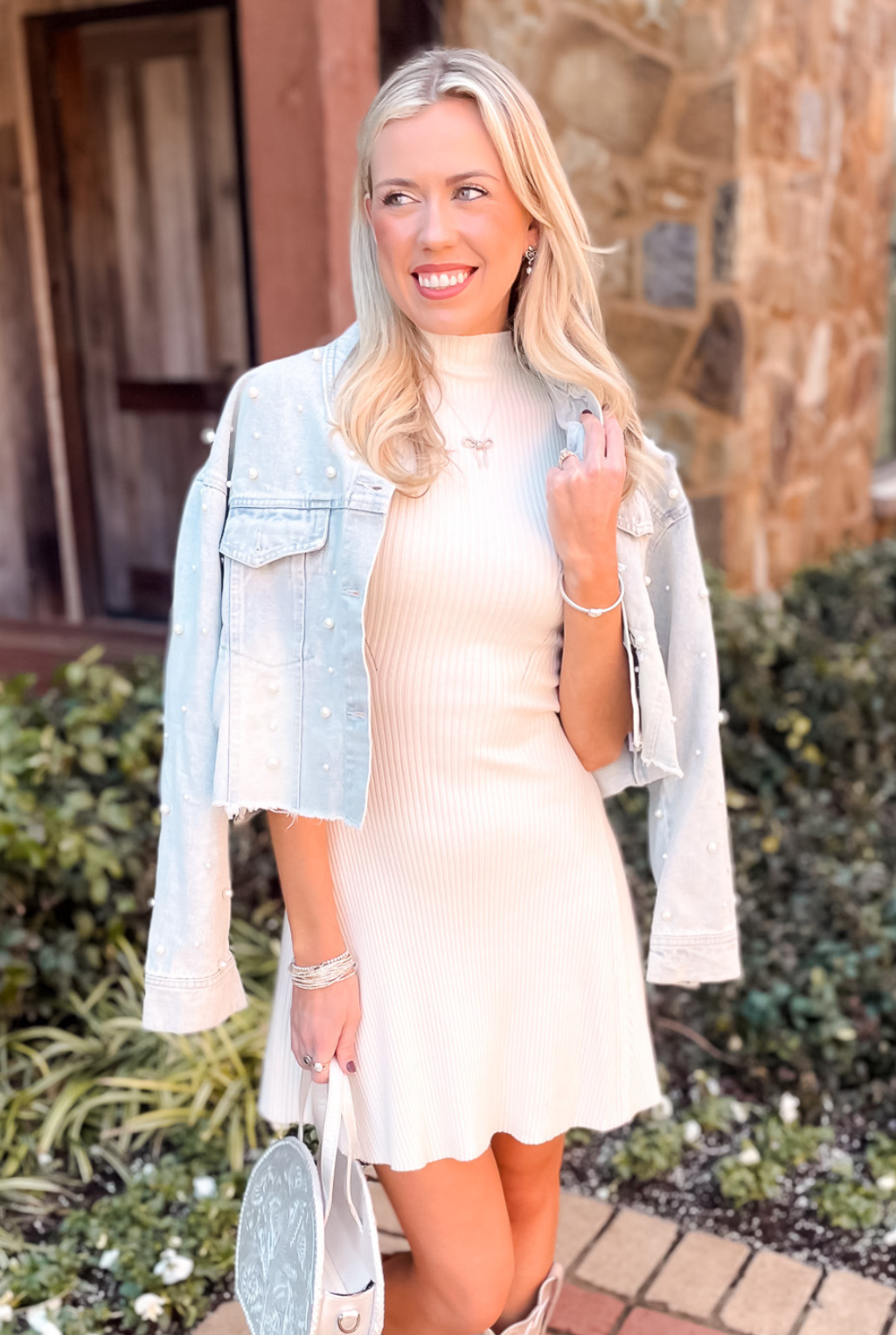 Dorothy Knit Skater Dress - Cream
