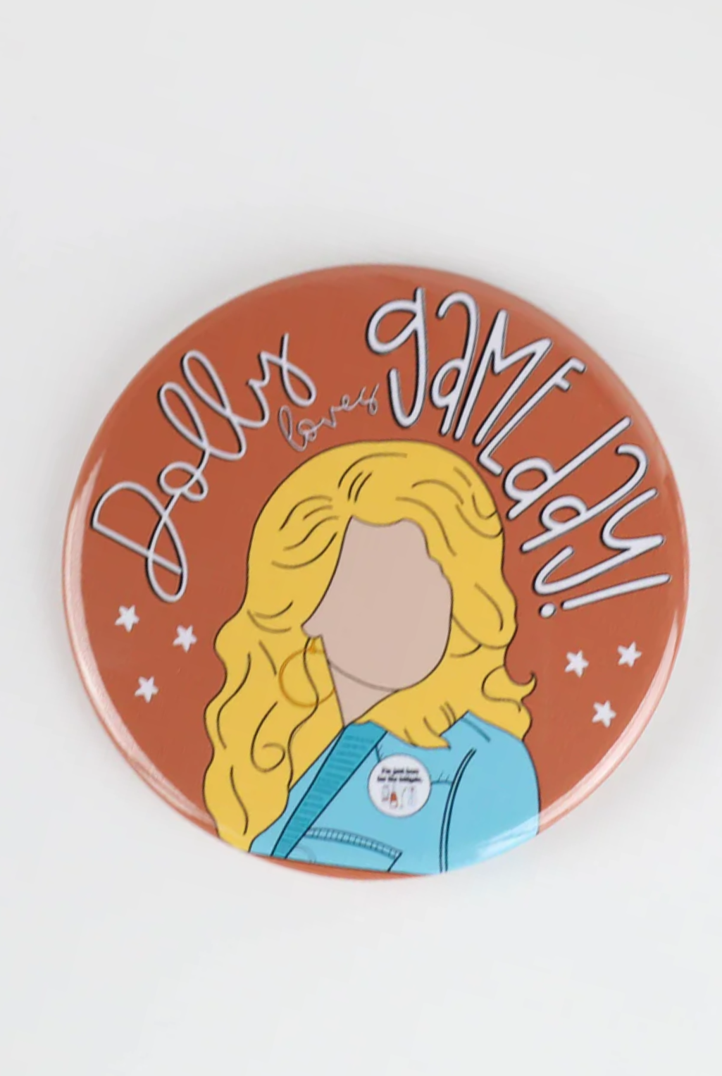 Dolly Game Day Button - Burnt Orange
