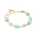Genuine Blue Turquoise Hammered Golden Link Bracelet - Tucker Brown