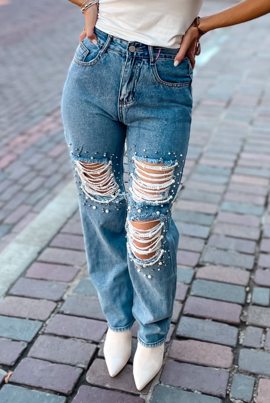 Pearl online ripped jeans