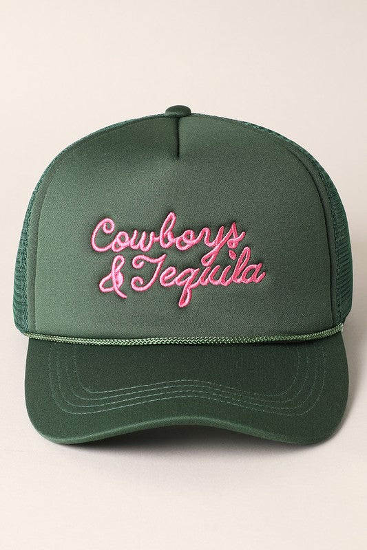 Cowboys & Tequila Trucker Hat - Green