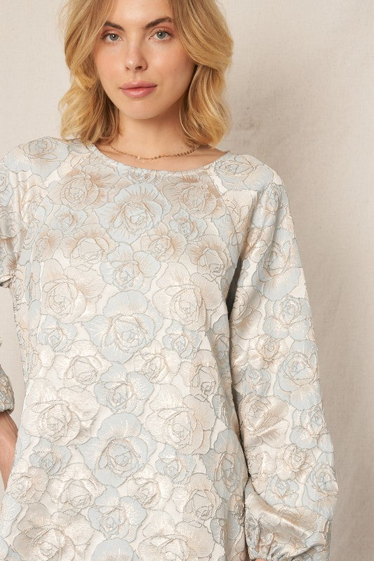 Floral Organza Dress - Silver/Blue