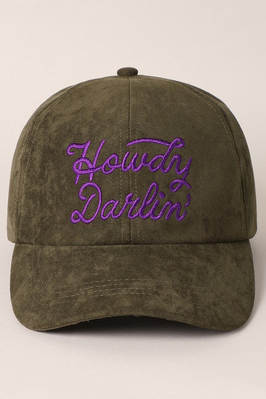 Howdy Darlin' Suede Cap - Olive