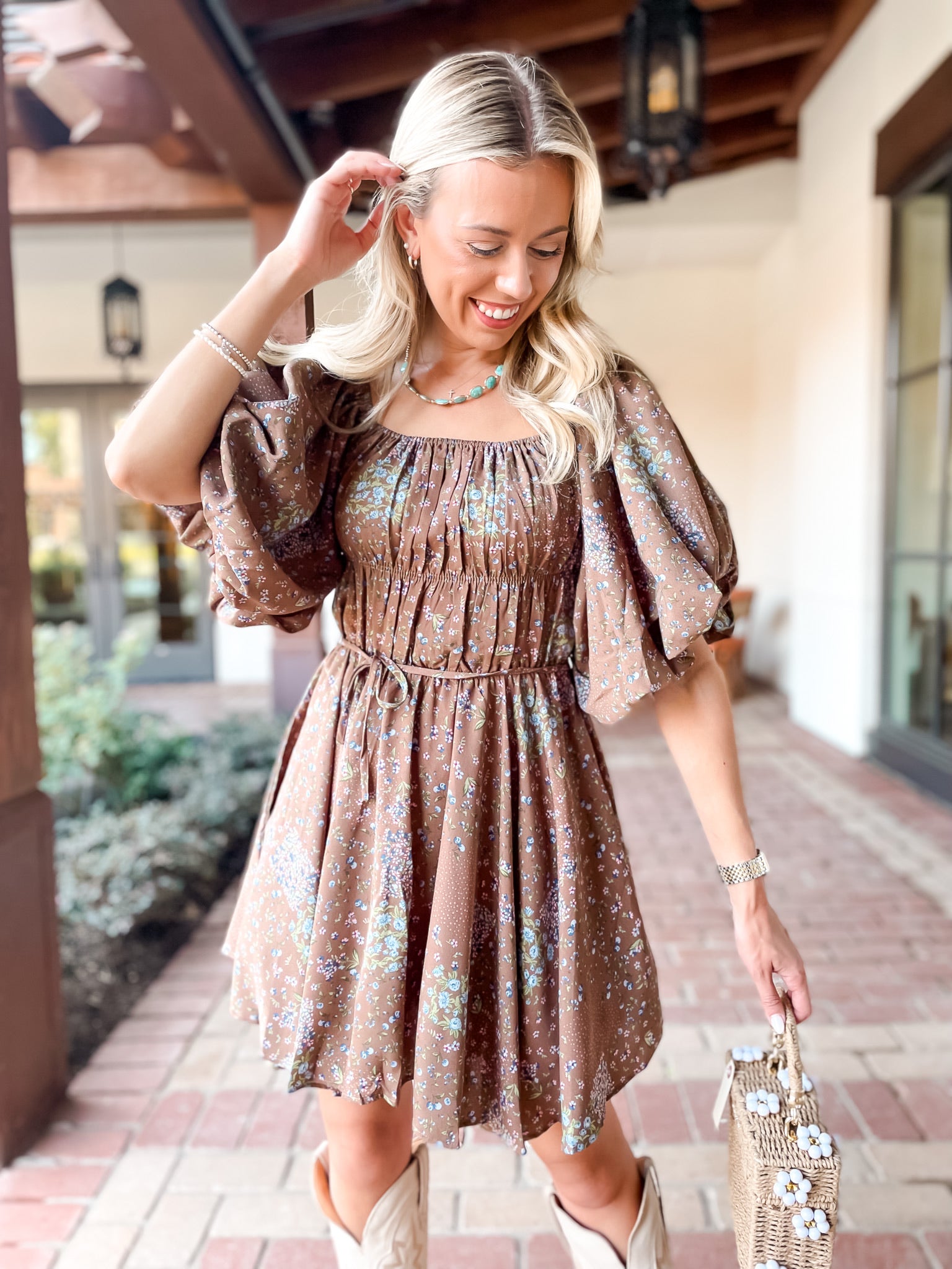 Cocoa Floral Bubble Dress