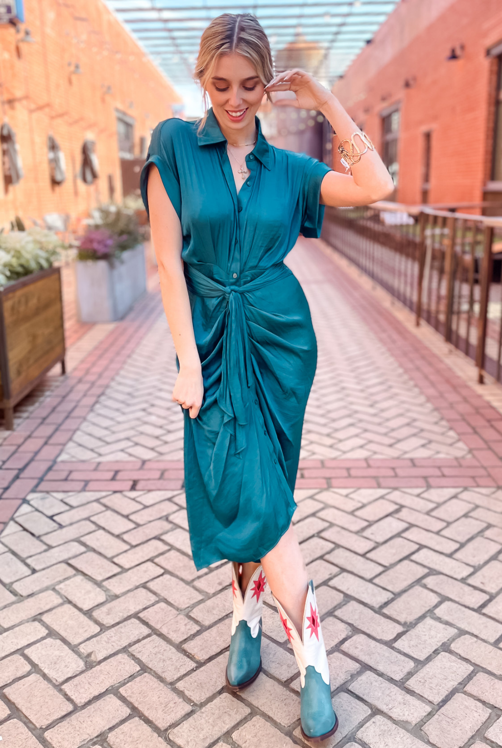 Tori Tie Dress - Teal