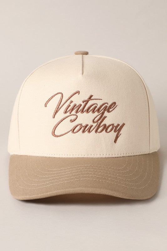 Vintage Cowboy Baseball Cap - Beige