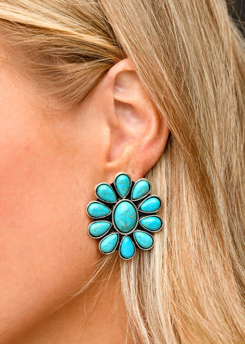 Flower Cluster Earrings - Turquoise - Tucker Brown