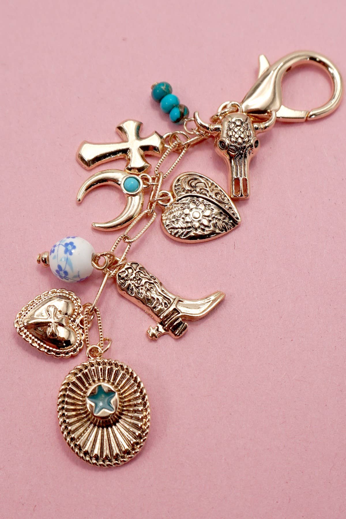 Western Cross, Heart, Boot, Skull Bag Charm