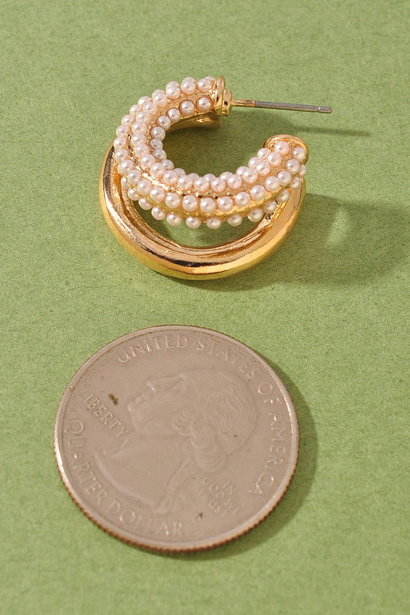 Gold & Pearl Duo Hoop Earrings