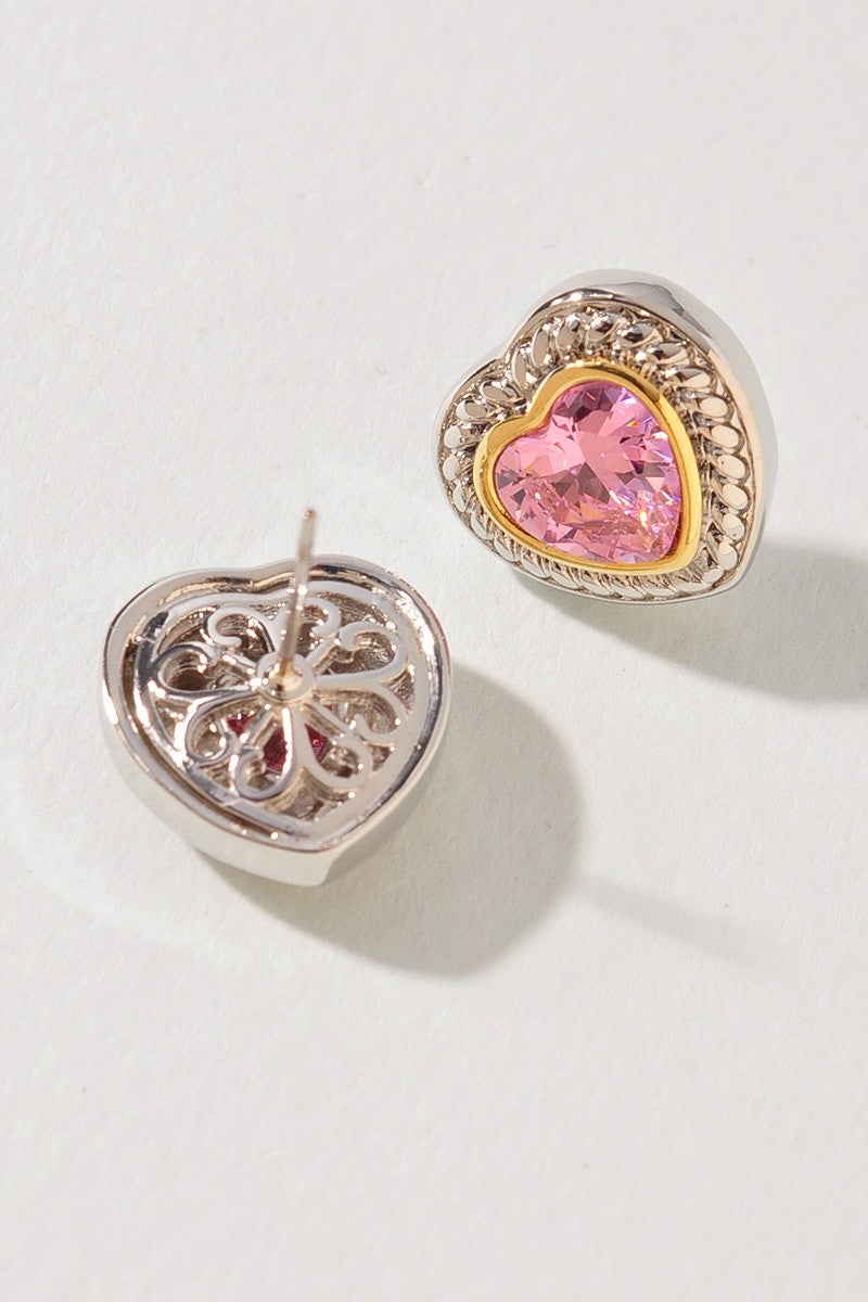 Pink Heart Stud Earrings