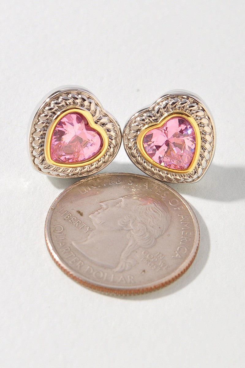 Pink Heart Stud Earrings