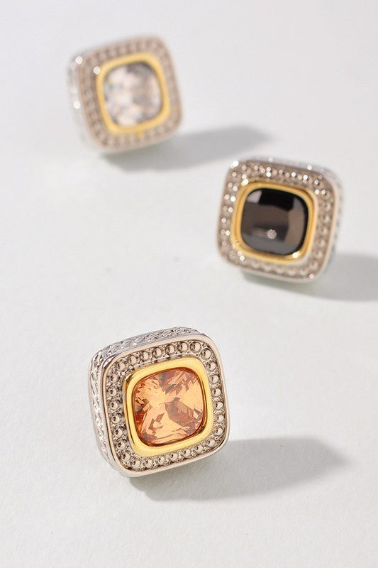 Topaz & Rope Stud Earrings