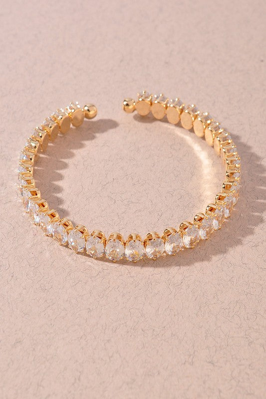 Oval Rhinestone Cuff Bracelet