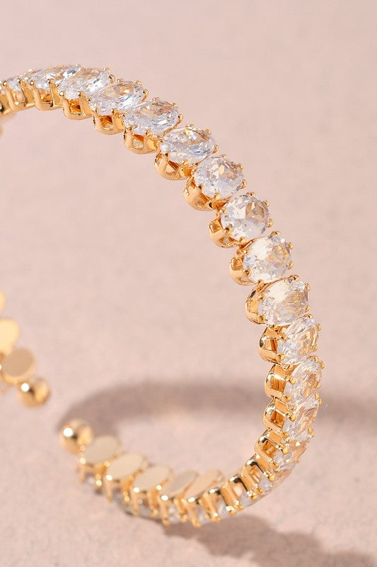 Oval Rhinestone Cuff Bracelet