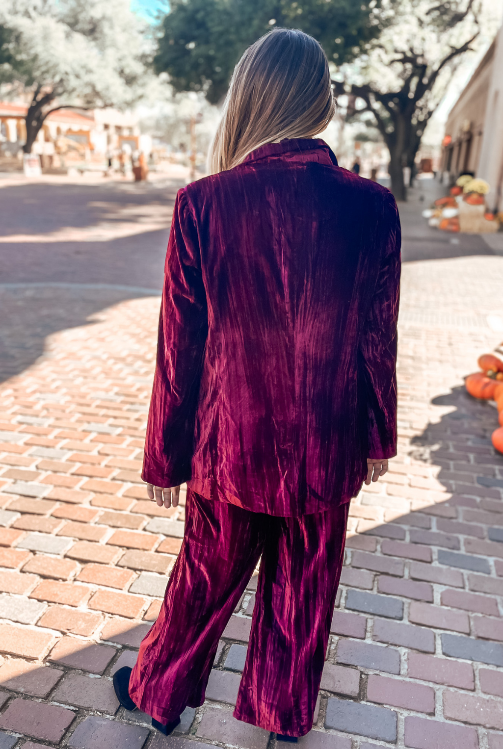 Heff Crushed Velvet Blazer - Cabernet