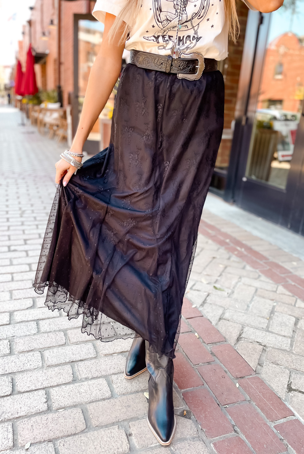 Lace Mesh Skirt - Black