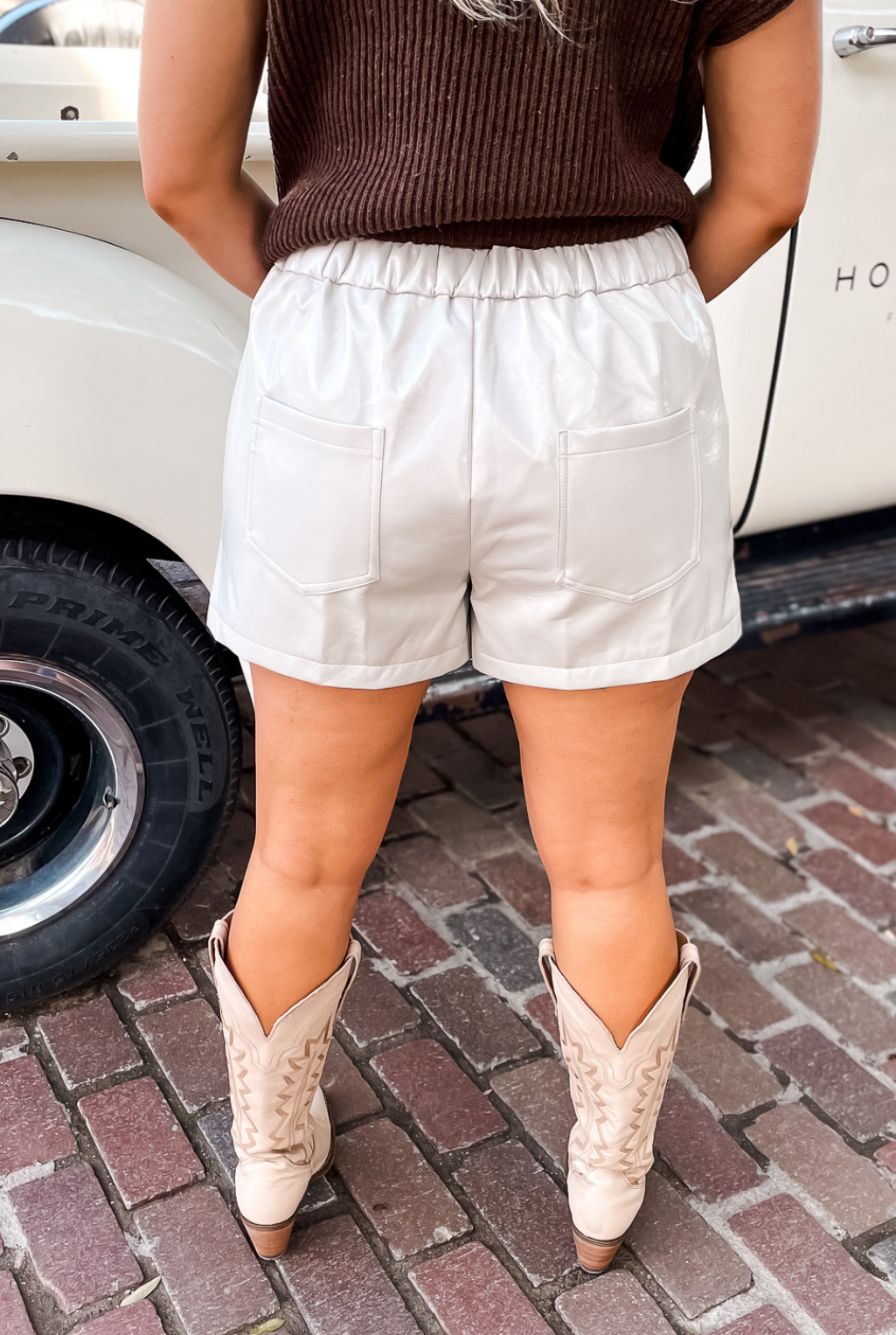 Buddy Love - Vince Vegan Leather Shorts - Bone