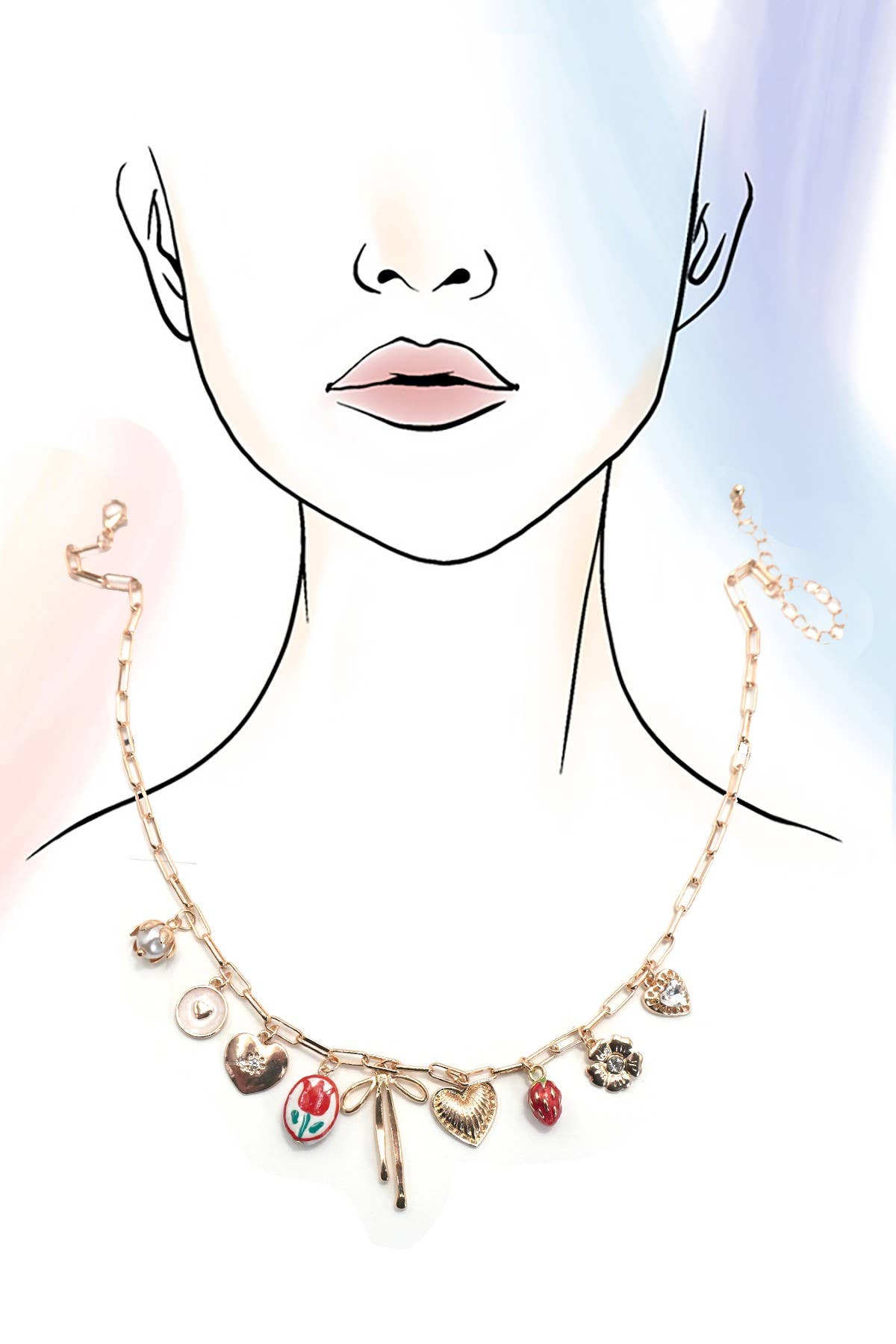 Bows, Hearts & Flowers Charm Necklace