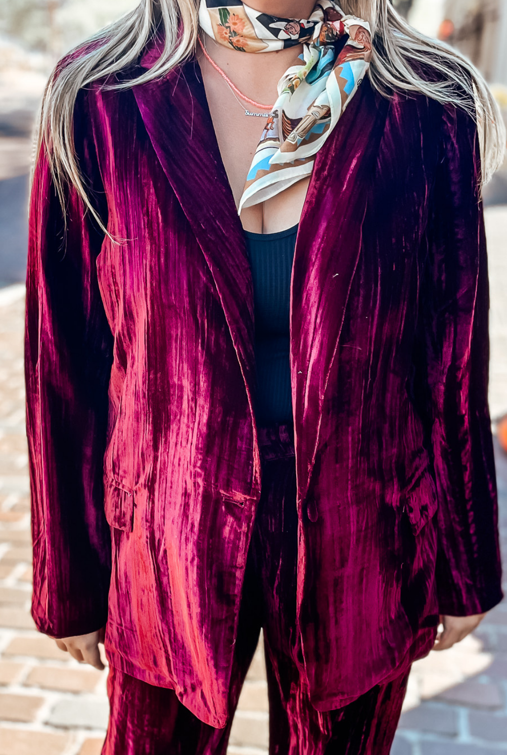 Heff Crushed Velvet Blazer - Cabernet